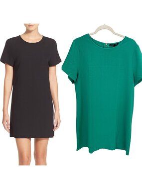 Felicity & Coco Devery Crepe Shift Dress Green Exposed Zip Size Large